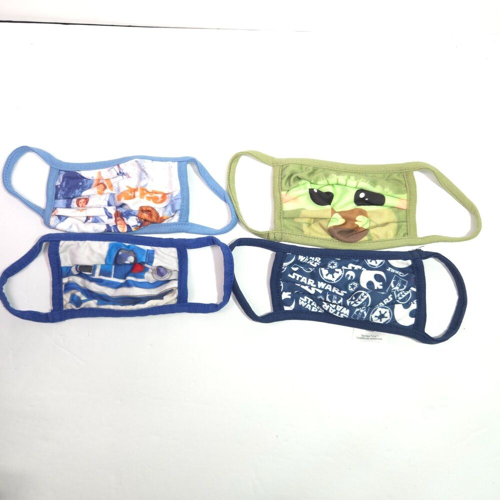 Disney Store Star Wars Cloth Face Mask 4 Pack Youth Medium Grogu R2D2